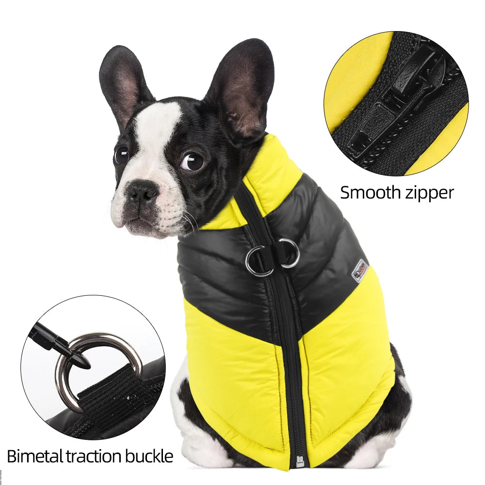 Winter Dog Cotton Coat With Reflective Stripe Harness For All Sizes