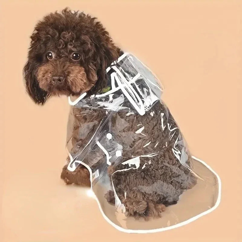 Transparent Hooded Dog Raincoat Poncho For Small Dogs Outdoor Use