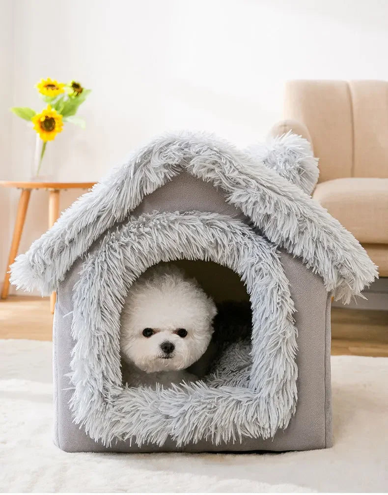 Indoor Soft Cozy Dog Kennel Bed Cave For Small Dogs Portable