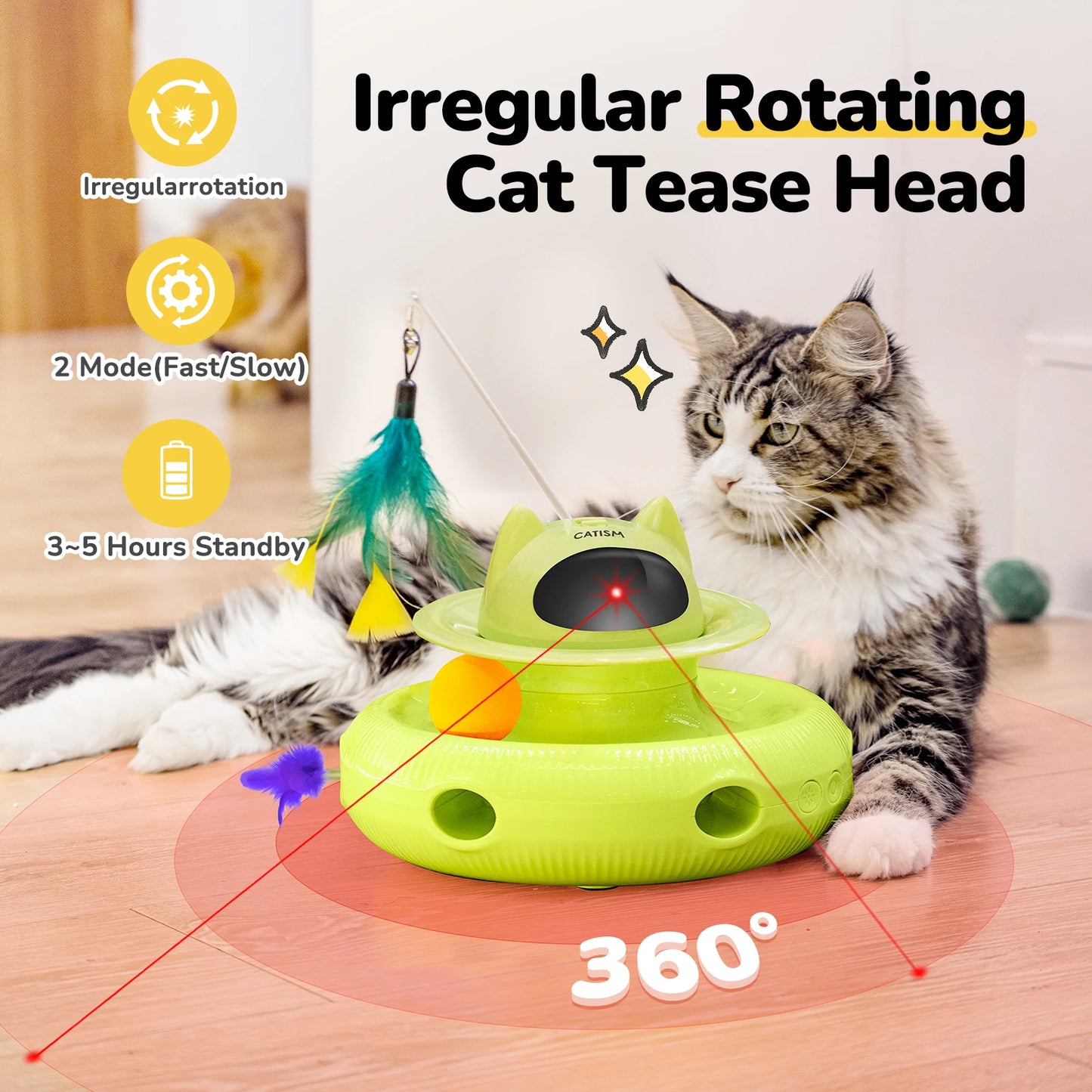CATISM Upgraded Magic Box Cat Teaser Toy with Feather Butterfly and Blue Ball