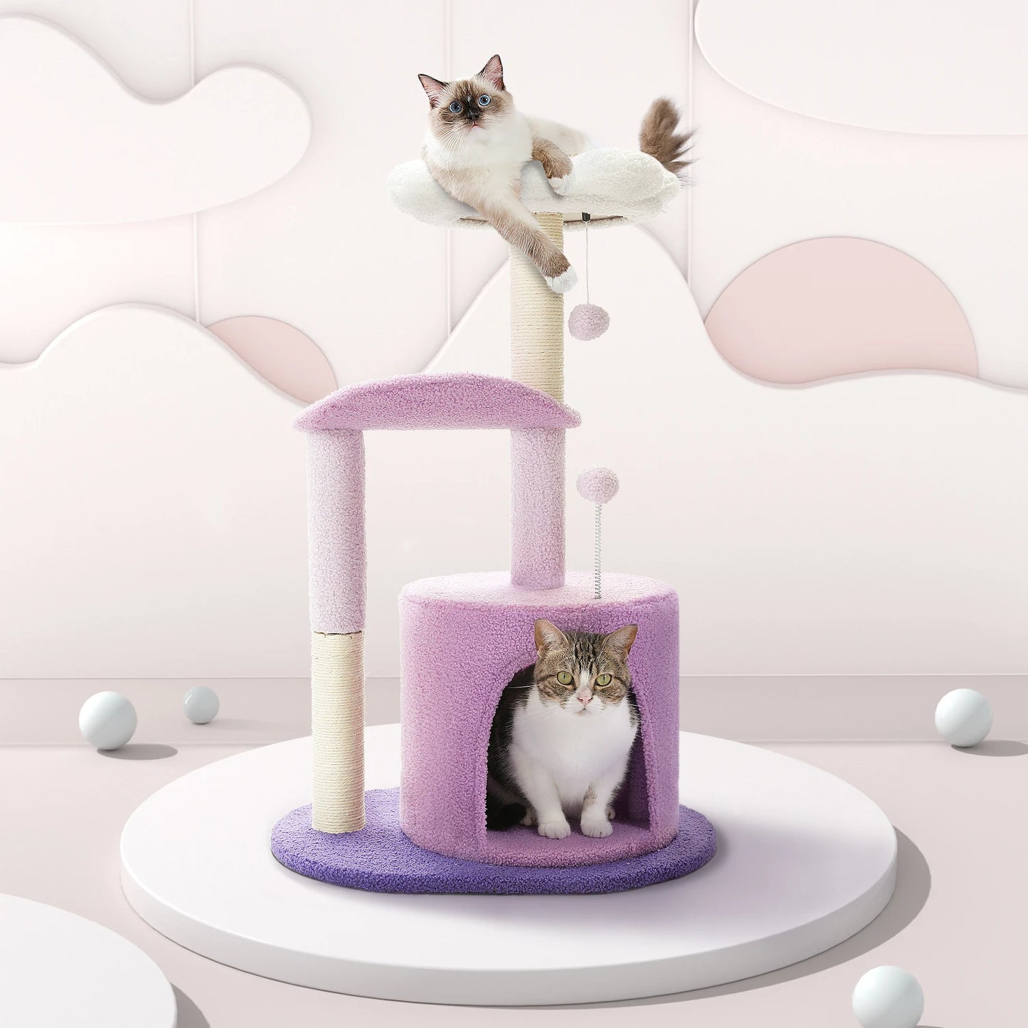 Flower Cat Tree For Indoor Cats With Sisal Scratching Post Plush Perches
