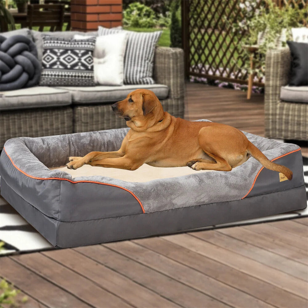 Jumbo Orthopedic Memory Foam Dog Bed With Waterproof Removable Cover