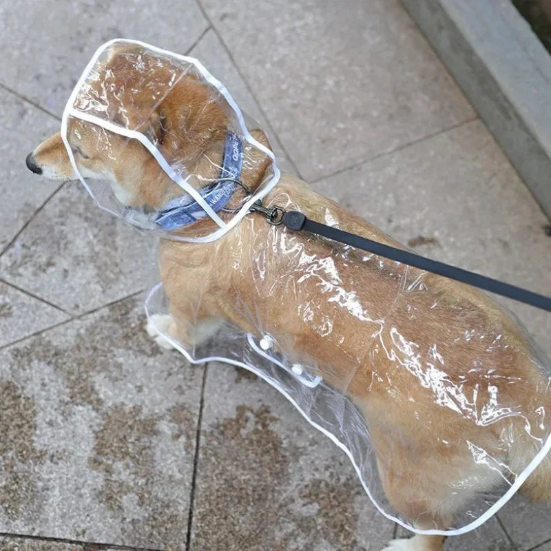 Transparent Hooded Dog Raincoat Poncho For Small Dogs Outdoor Use