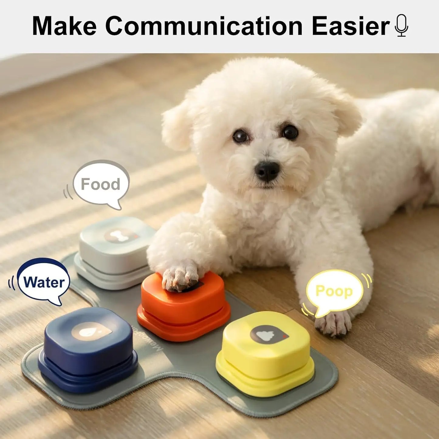 Mewoofun Recordable Dog Talking Buttons with Rubber Mat for Training