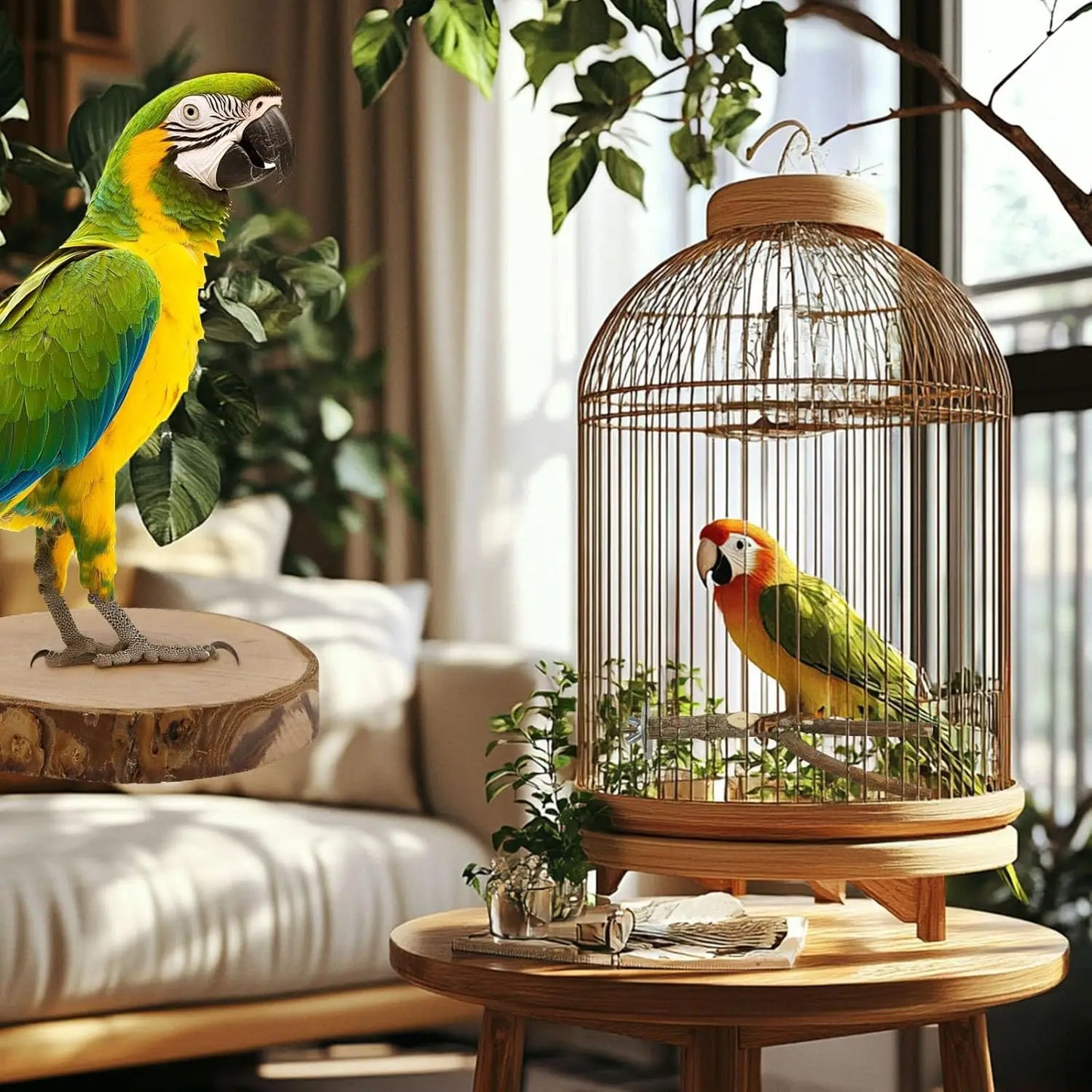 Natural Wood Bird Perches 8 Piece Multi Branch Cage Stand For Parakeets Budgies