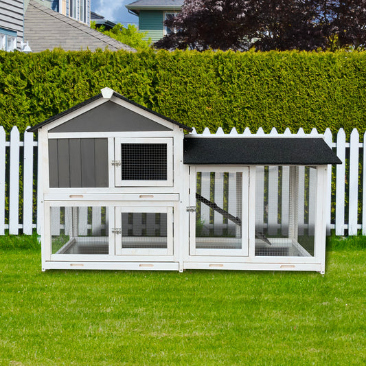 Wooden Pet House for Rabbits and Guinea Pigs Large Outdoor Hutch with Extension