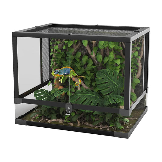 Glass Reptile Terrarium With Top And Side Ventilation Double Hinge Door
