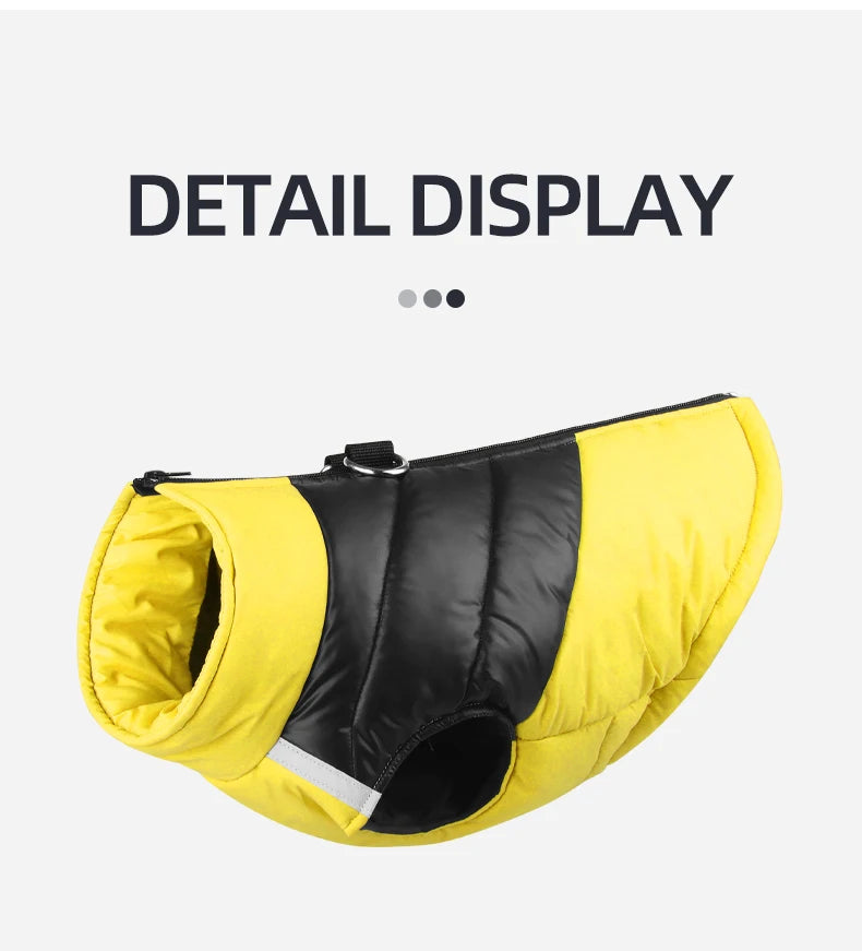 Winter Dog Cotton Coat With Reflective Stripe Harness For All Sizes