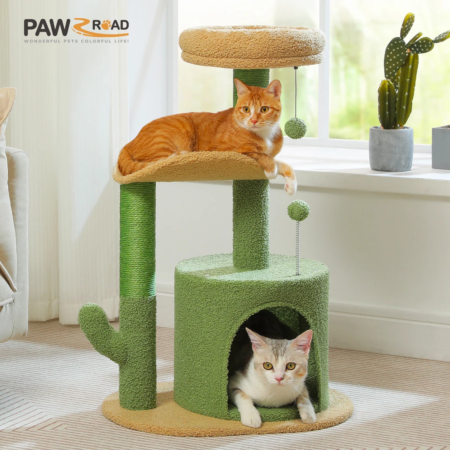 Flower Cat Tree For Indoor Cats With Sisal Scratching Post Plush Perches