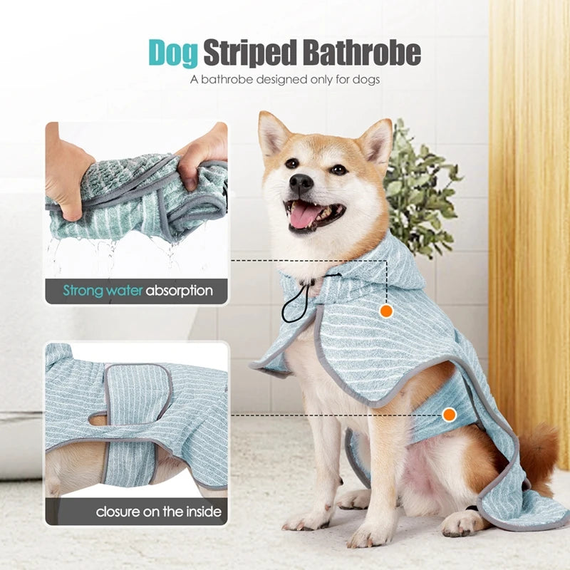 Pet Bathrobe Towel For Dogs And Cats Ultra Soft Water Absorbent Drying Robe