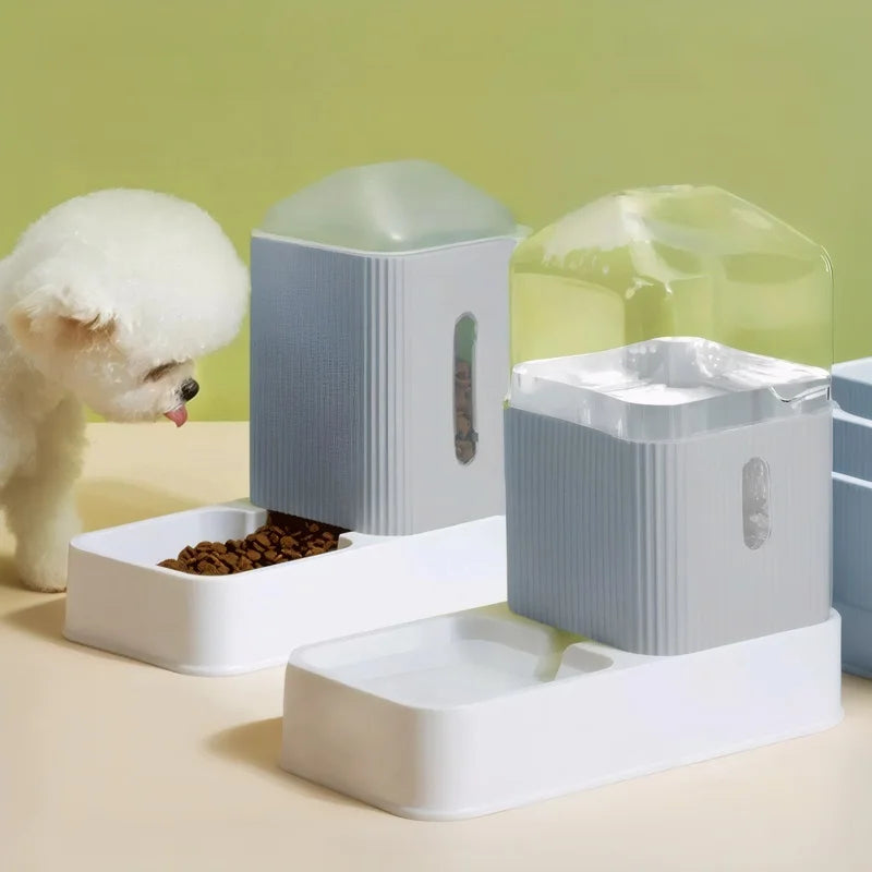 3.5L Large Capacity Automatic Dog Cat Feeder And Water Dispenser | All In One Gravity Pet Feeding Set With Removable Food Bowls