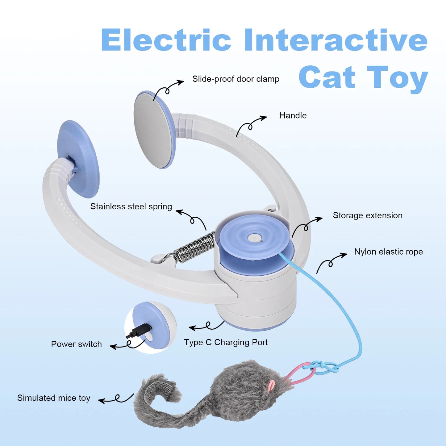 USB Rechargeable Electric Door Hanging Cat Toy Interactive Self Play Kitten Toy