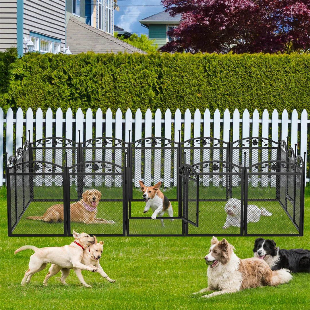 8 Panel Heavy Duty Dog Playpen Outdoor Indoor Metal Fence With Waterproof Pad