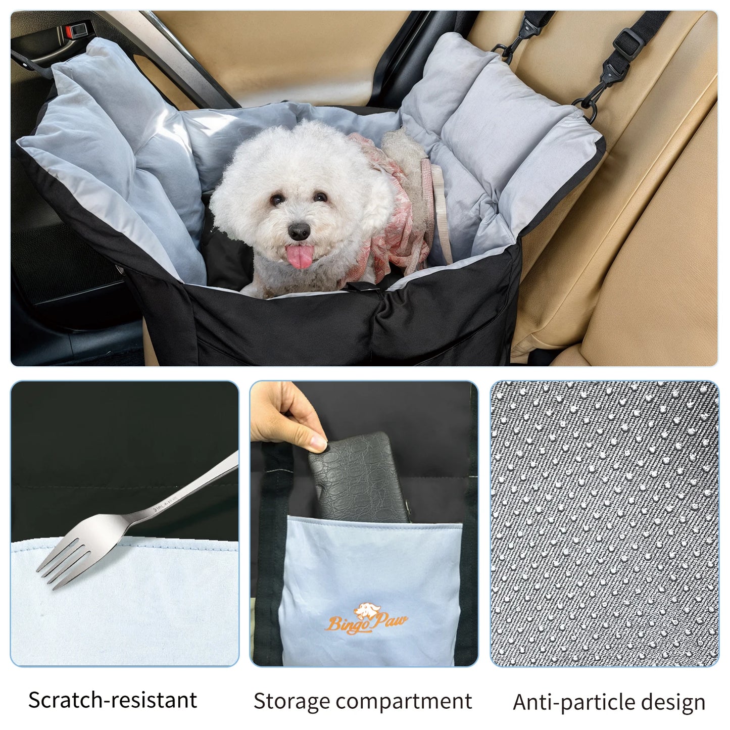 Dog Car Seat Travel Bed And Carrier For Small Dogs Up To 10 Kg