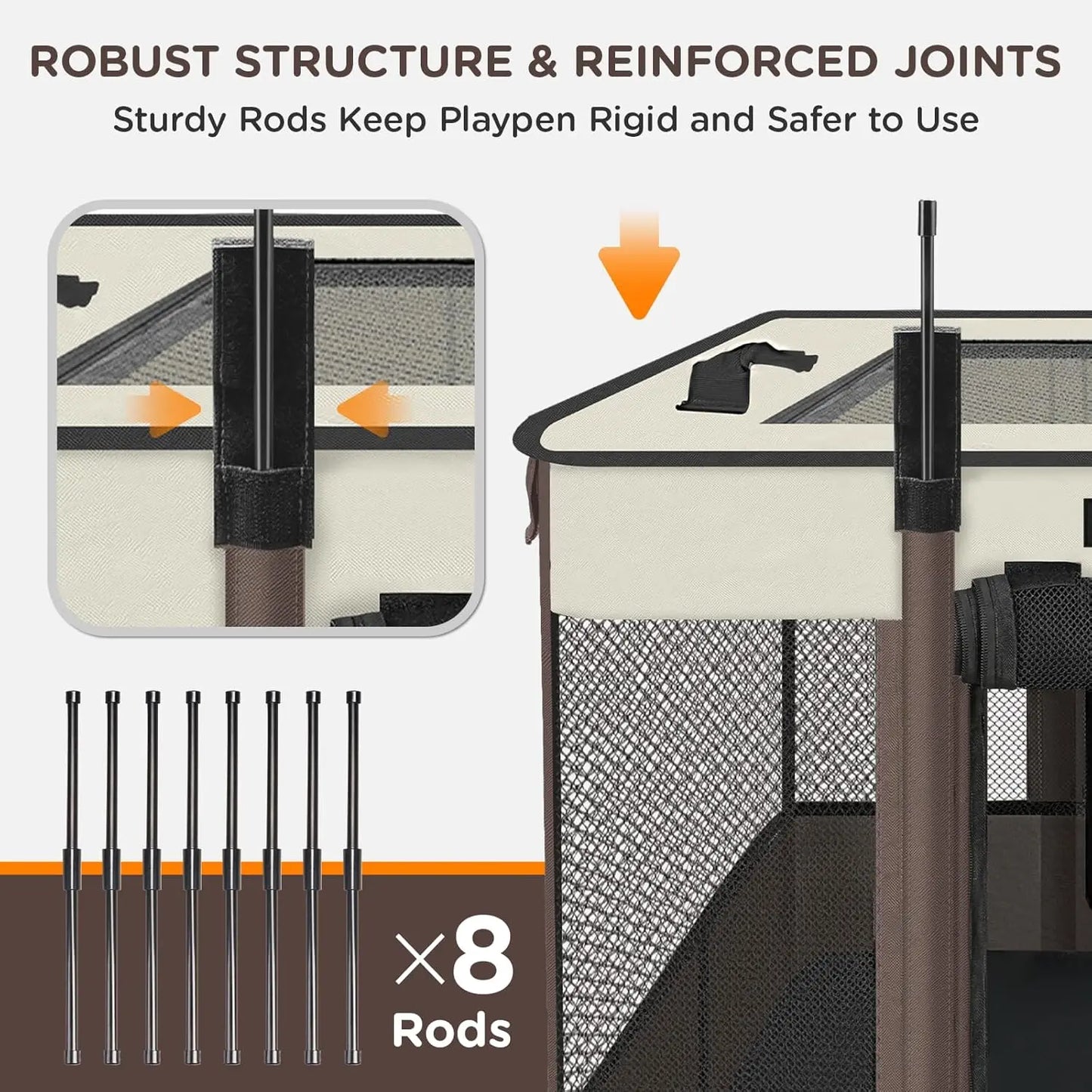 Foldable Waterproof Pet Playpen With Retractable Shade For Small Dogs And Cats