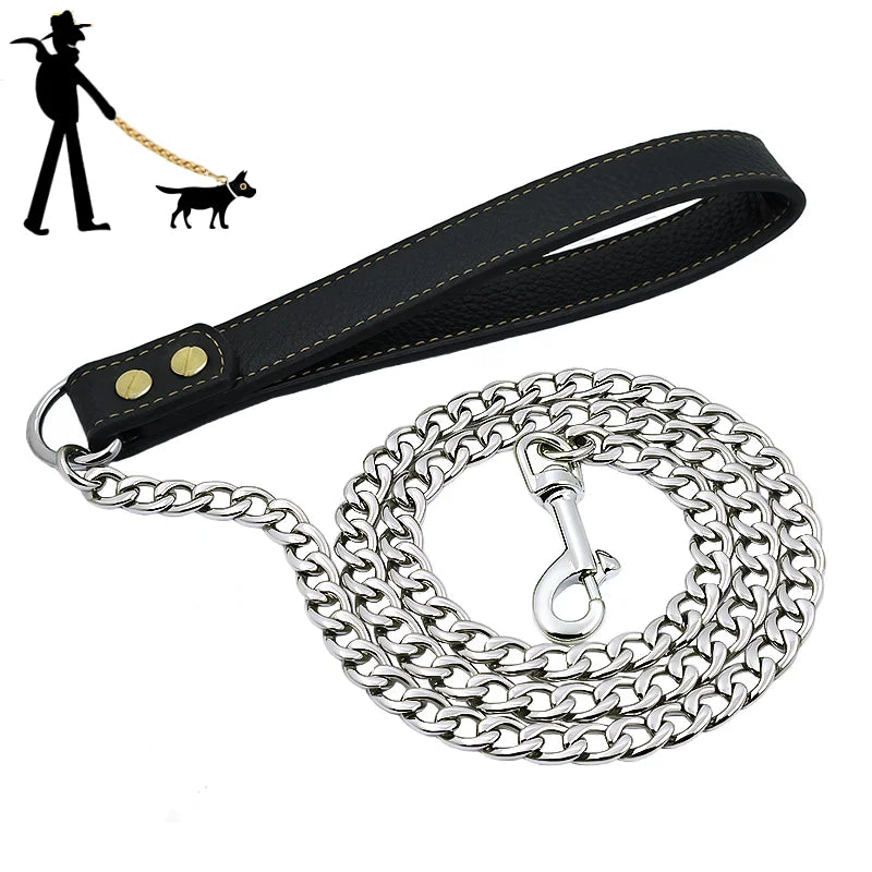 Gold Stainless Steel Weld Chain Dog Leash Heavy Duty For Small Medium Large Dogs