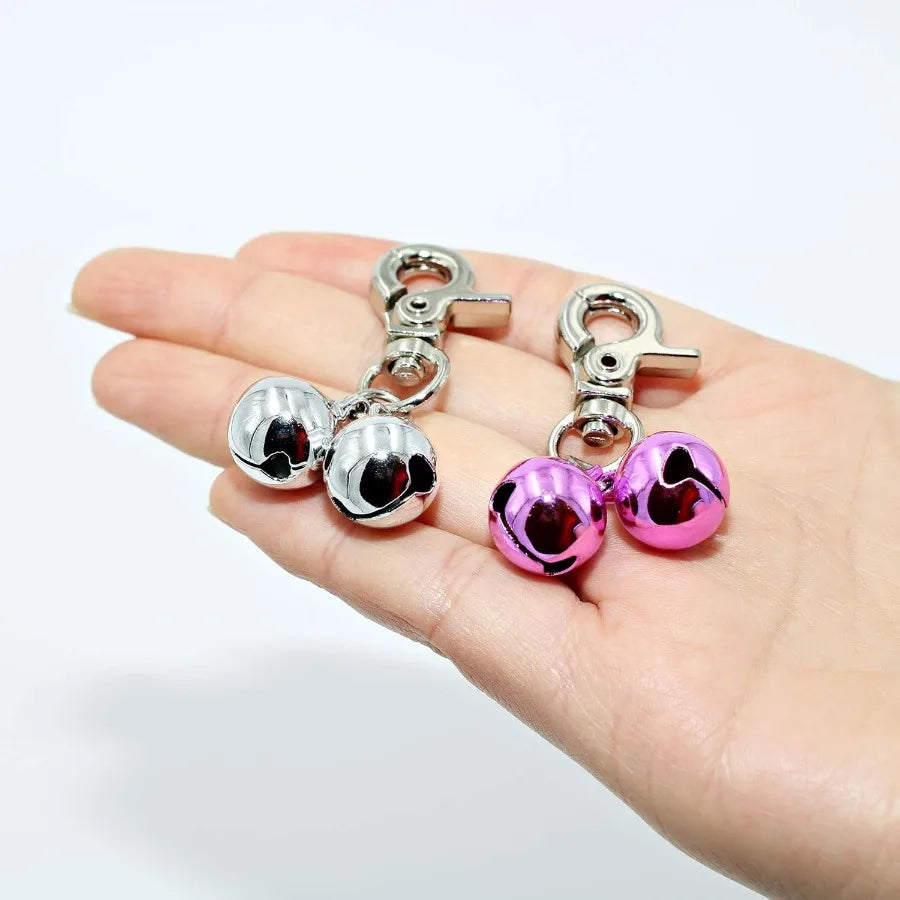2 Pack Stainless Steel Dog And Cat Bell Necklace Pendant Charm For Pets