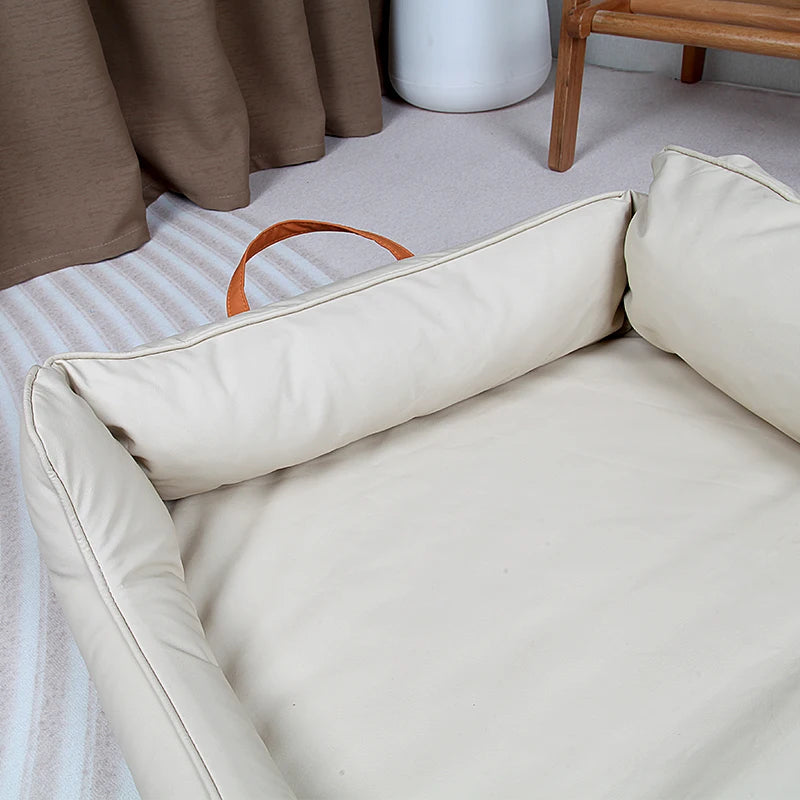 Leather Plush Donut Dog Bed For Large Dogs Snug Warm Cozy Rectangle