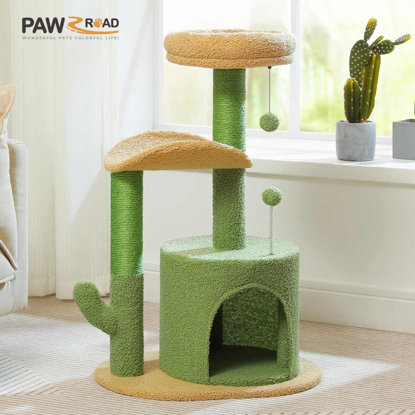 Flower Cat Tree For Indoor Cats With Sisal Scratching Post Plush Perches