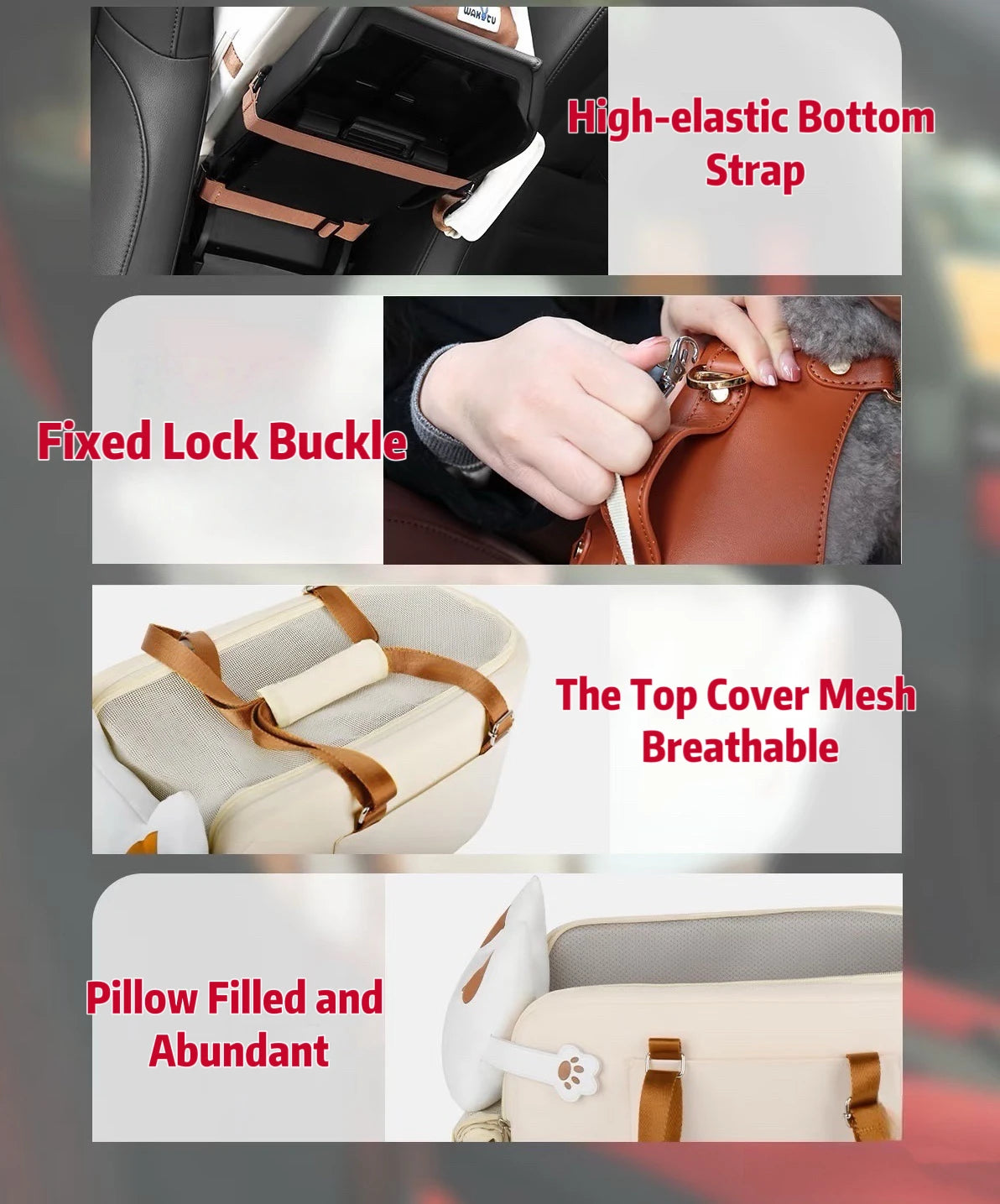 Dog Car Seat Booster for Car Armrest and Cat Carrier