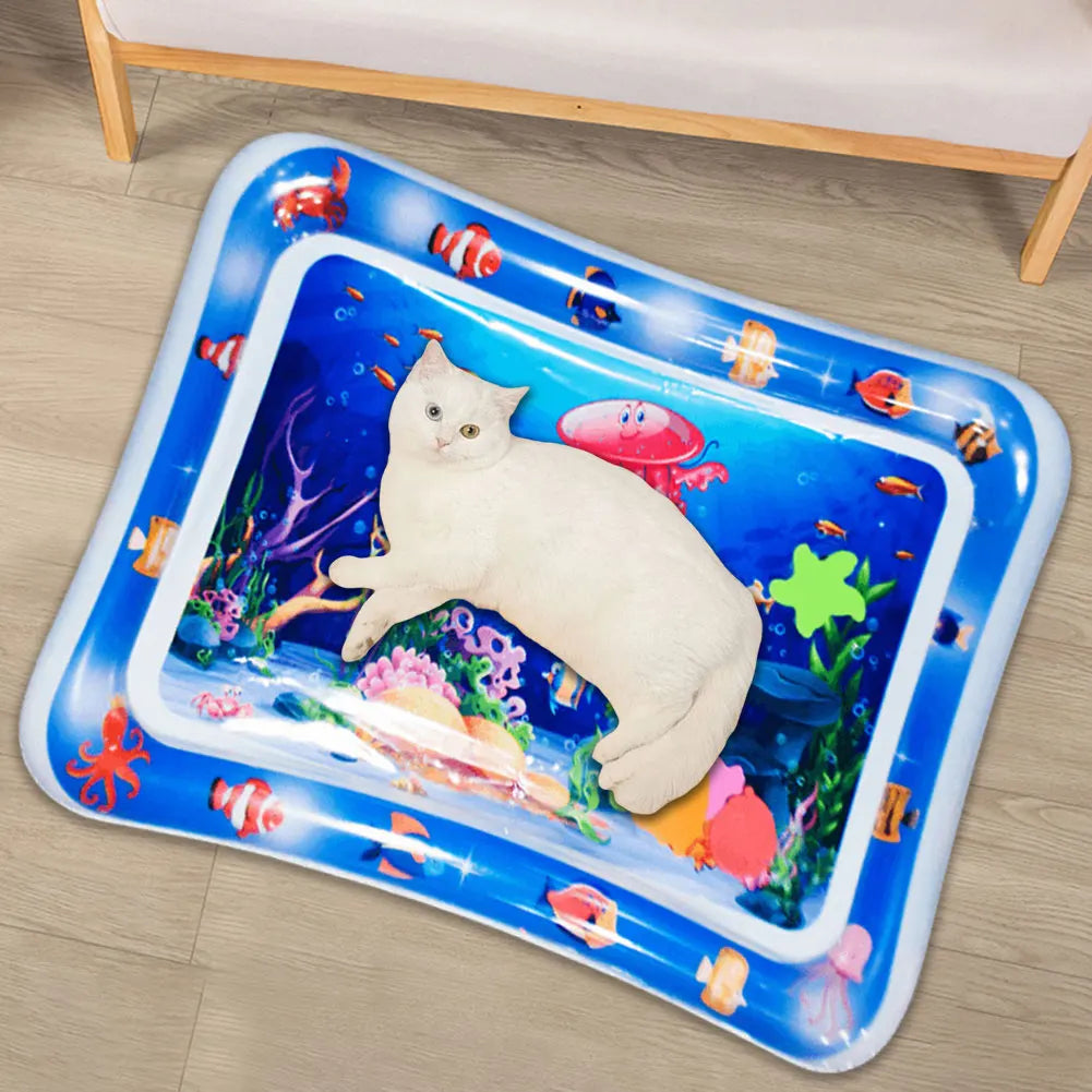Water Sensory Play Mat With Fish For Bored Indoor Cats And Tummy Time