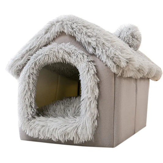 Indoor Soft Dog Kennel Bed Cave For Small Dogs Winter Warm Removable Mat