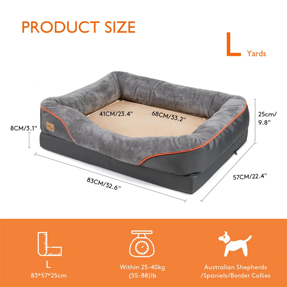 Jumbo Orthopedic Memory Foam Dog Bed With Waterproof Removable Cover