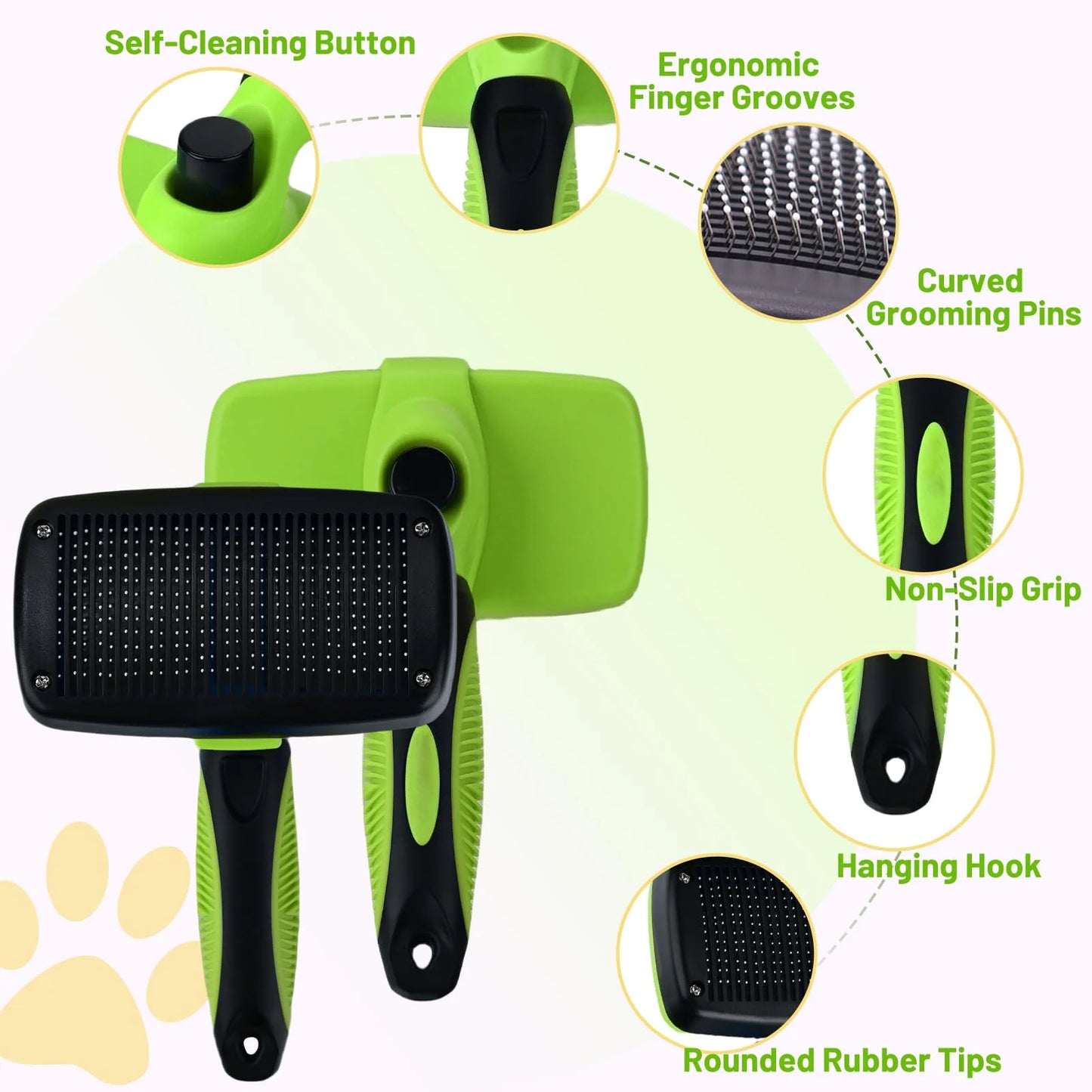 Self Cleaning Pet Brush For Dogs And Cats Gentle Hair Removal Comb