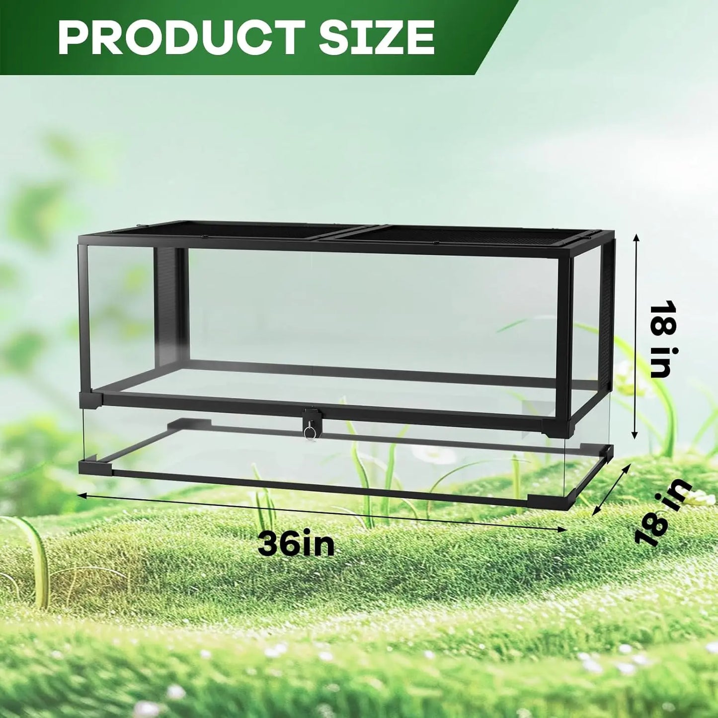 Glass Reptile Terrarium With Top And Side Ventilation Double Hinge Door