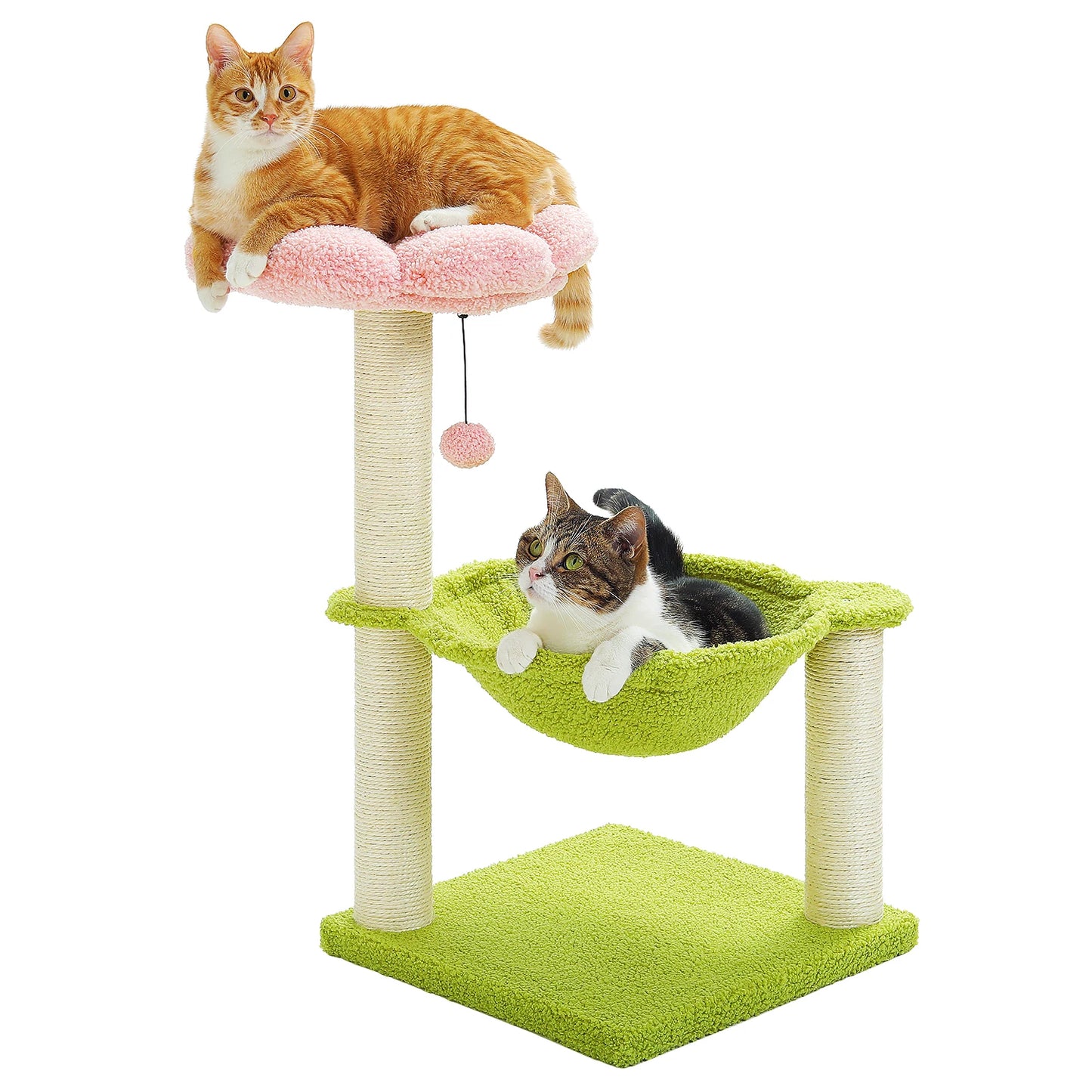 Flower Cat Tree With Large Hammock Perch And Sisal Scratching Post Indoor Tower