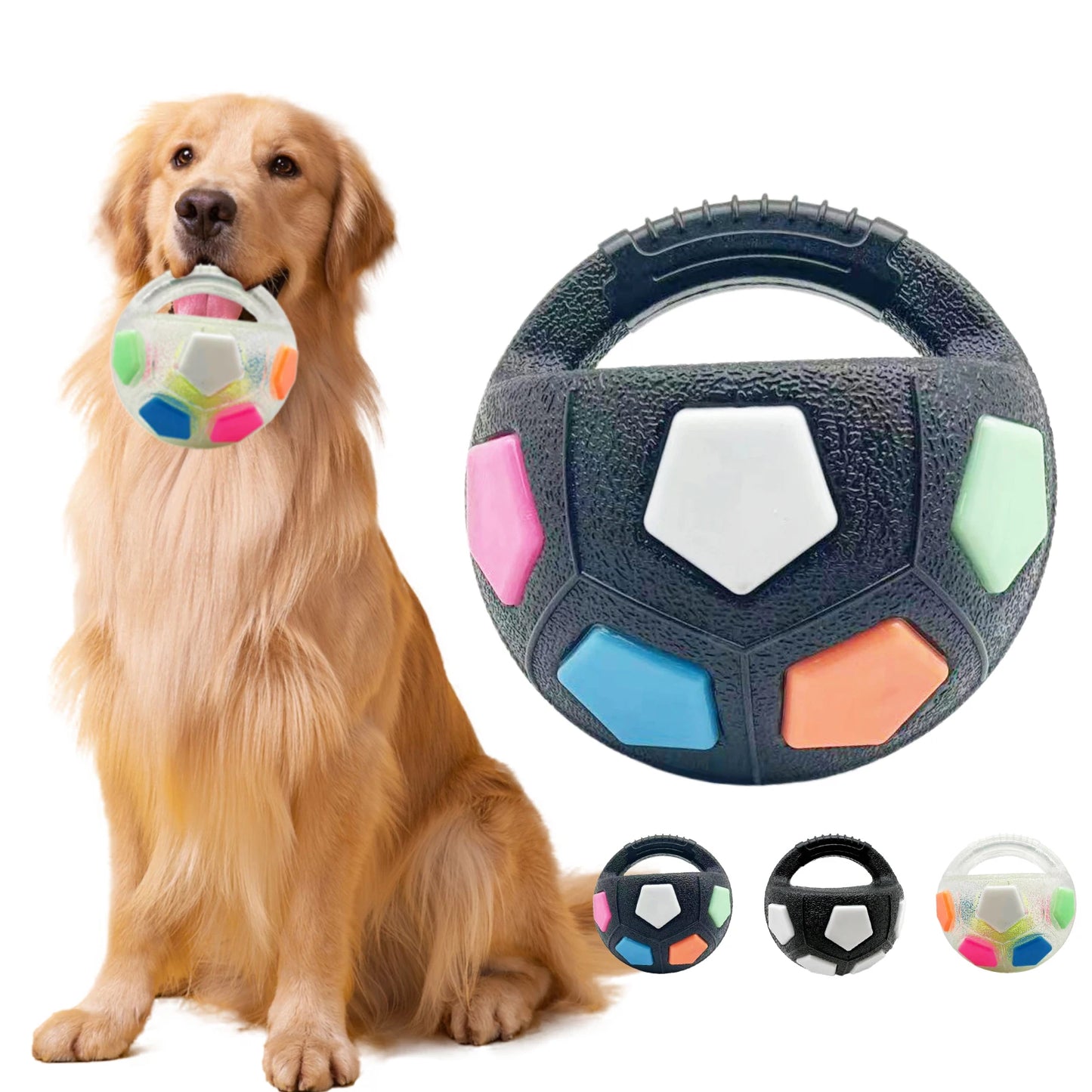 Football Tennis Ball Shaped Dog Toy Squeaky Teething Relief for Outdoor Training