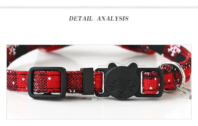 Christmas Bowknot Plaid Bell Collar for Cats and Small Dogs Adjustable Breakaway