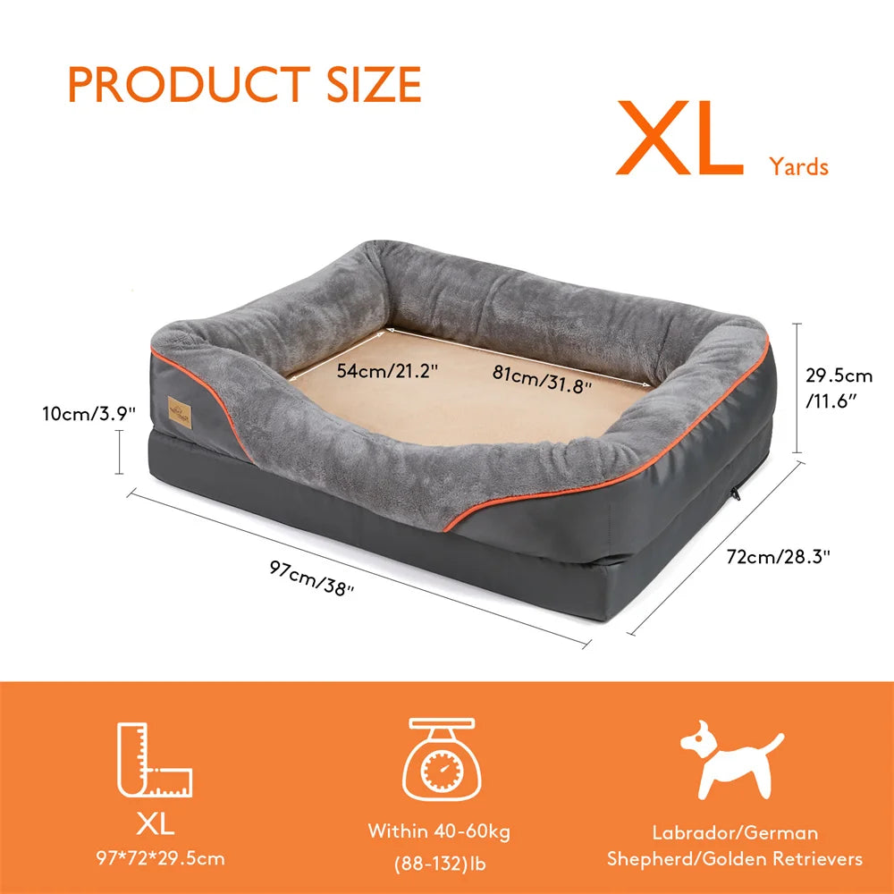 Jumbo Orthopedic Memory Foam Dog Bed With Waterproof Removable Cover