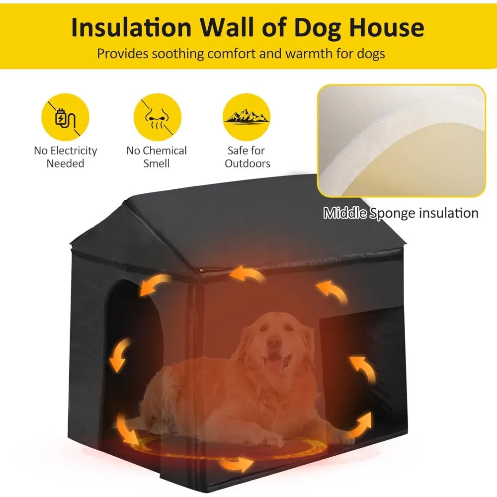 Outdoor Insulated Wooden Dog House for Winter Waterproof Shelter