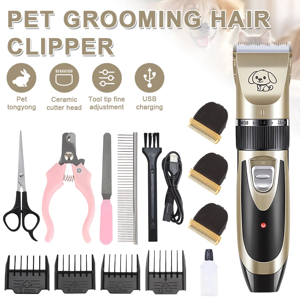 Rechargeable Pet Hair Trimmer Clipper Grooming Kit For Cats And Dogs