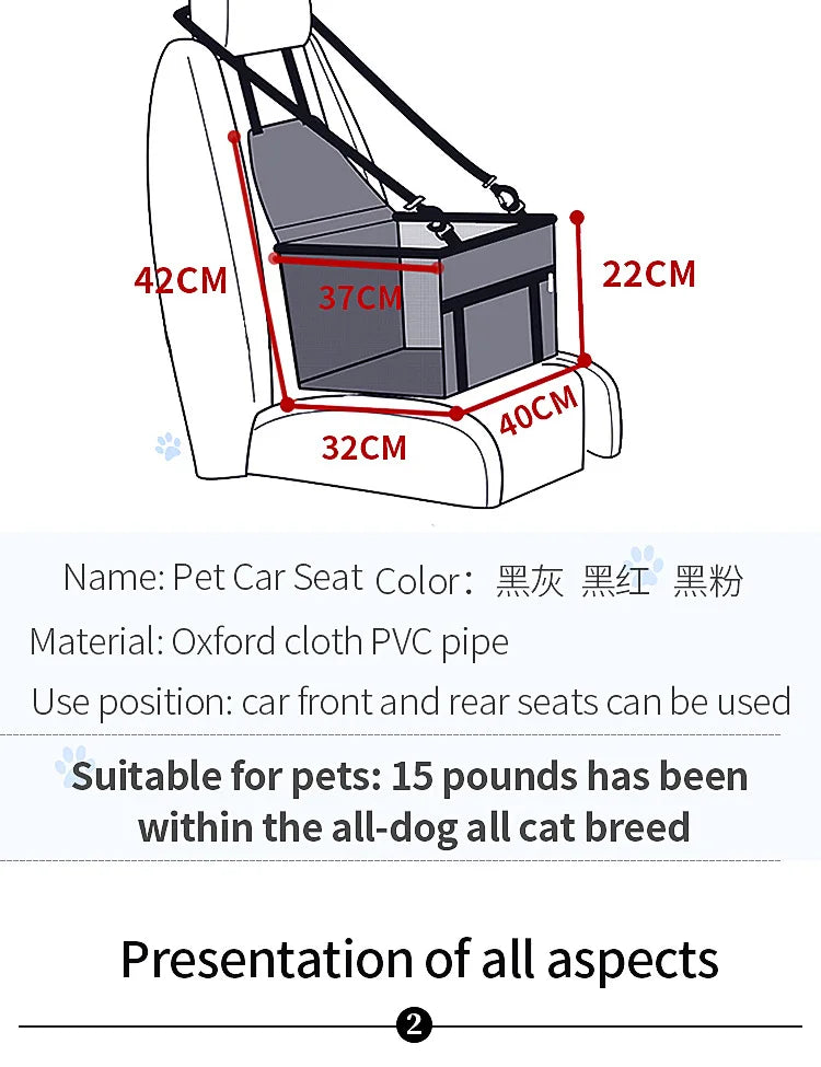 Waterproof Pet Car Seat Cushion For Dogs And Cats Rear Seat Safety Pad