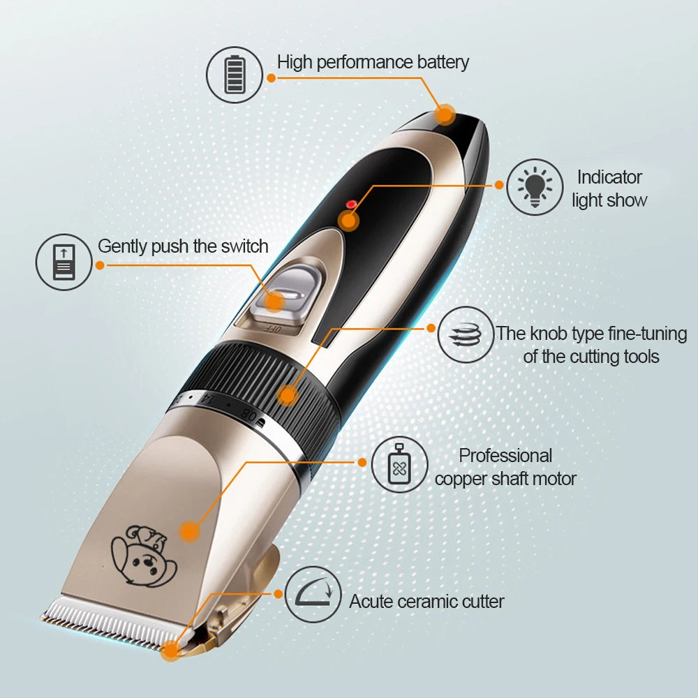 Rechargeable Pet Hair Trimmer Clipper Grooming Kit For Cats And Dogs