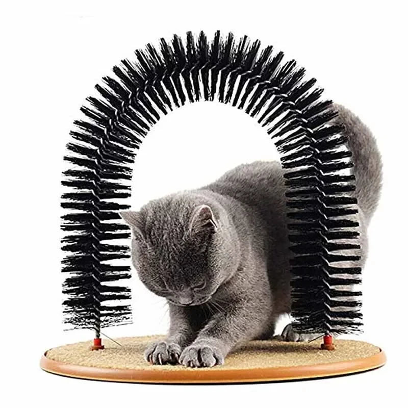Cat Arch Self Grooming Massage Toy With Rubbing Brush And Scratching Pad