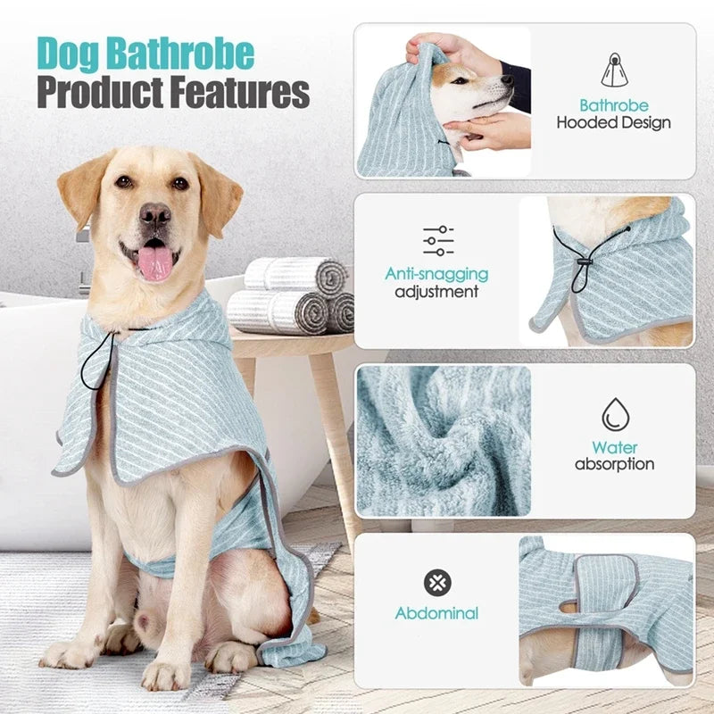 Pet Bathrobe Towel For Dogs And Cats Ultra Soft Water Absorbent Drying Robe