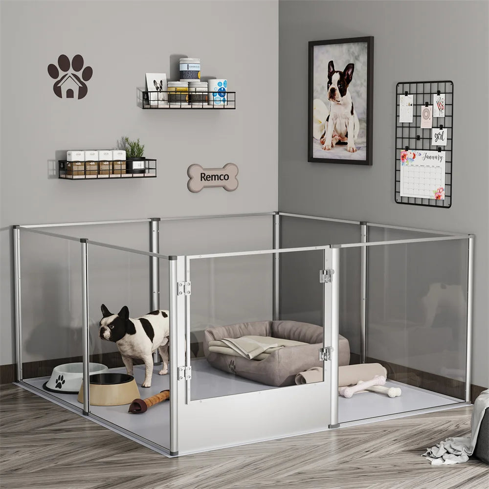 Extra Large Acrylic Dog Playpen Enclosure With Waterproof Pad For Pets