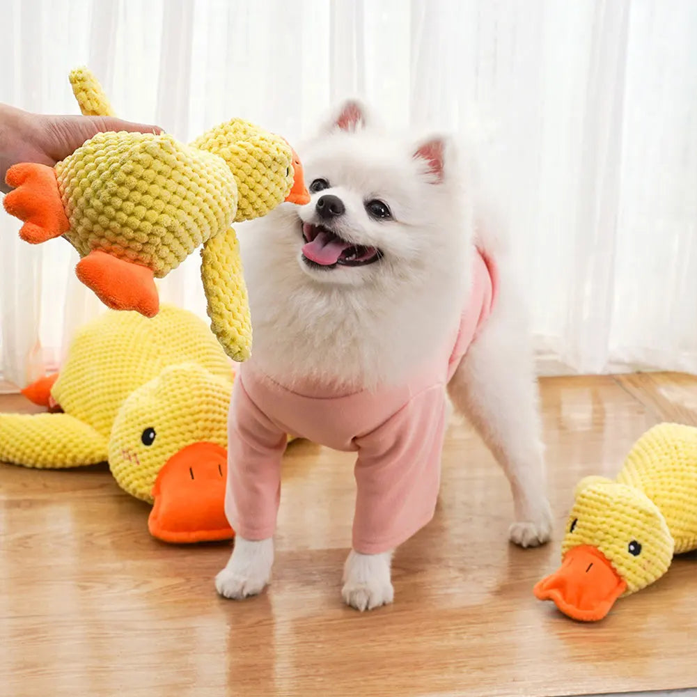 Dog Calming Duck Plush Chew Toy With Quacking Sound For Dogs