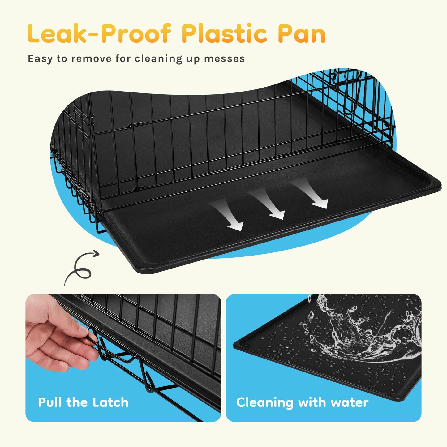 JHK 30 Inch Folding Single Door Wire Dog Cage With Leak Proof Pan For Indoor Outdoor