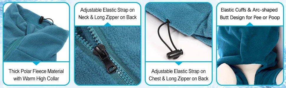 Soft Fleece Dog Pajamas Pullover Warm Winter Coat for Small to Large Dogs