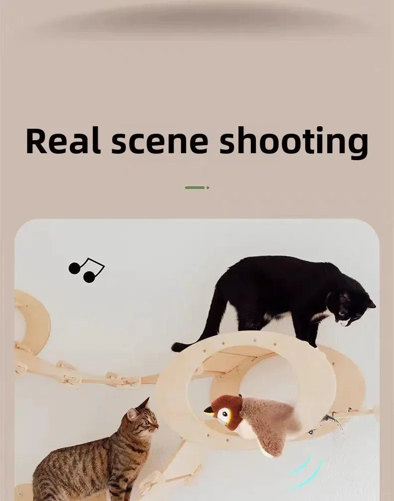 Catnip Interactive Squeaky Plush Bird Toy USB Rechargeable for Cats