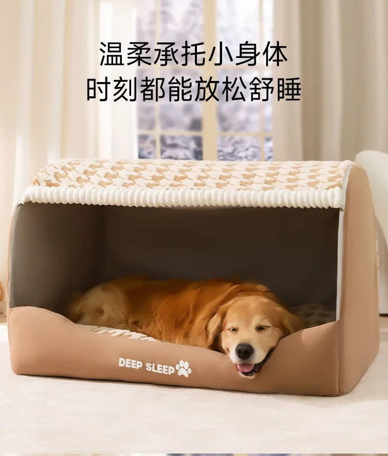 Large Dog Den Quilted Winter Cozy Pet Bed That Keeps Pets Warm Washable