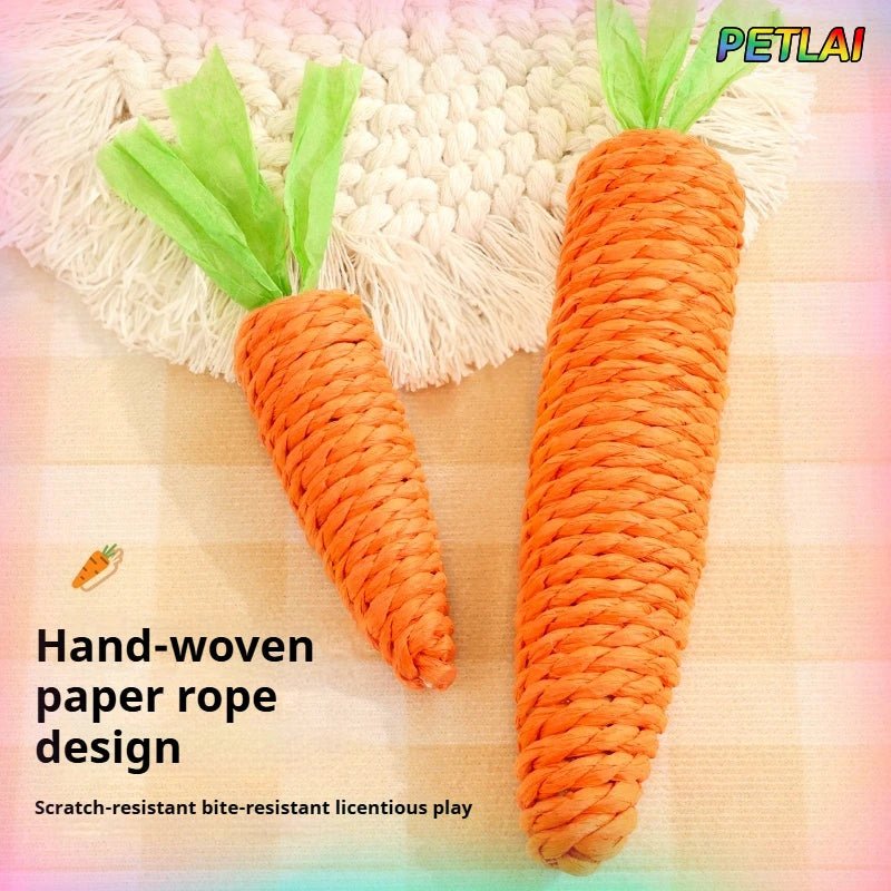 Carrot Shaped Cat Teething Toy With Hemp Rope Interactive Chew Toy