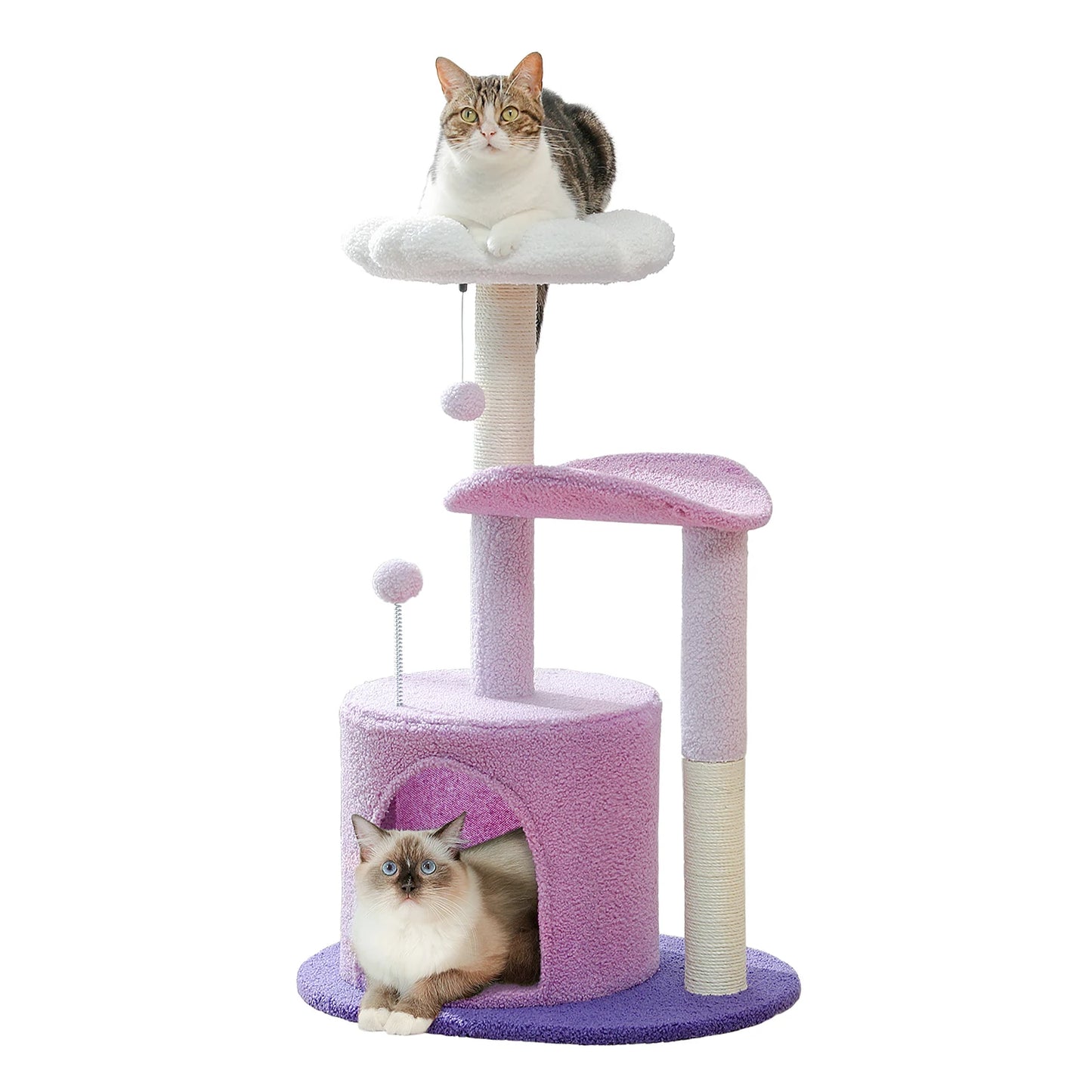 Flower Cat Tree For Indoor Cats With Sisal Scratching Post Plush Perches