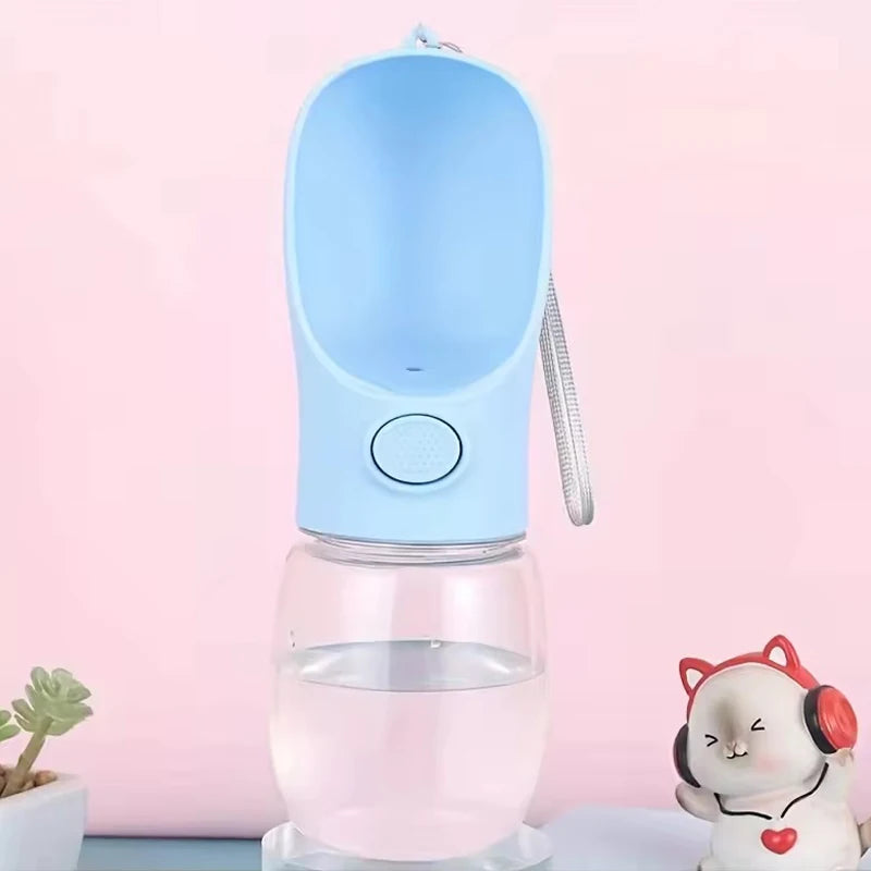 Portable Pet Water Bottle With Food Dispenser 350ml Leakproof Travel Cup