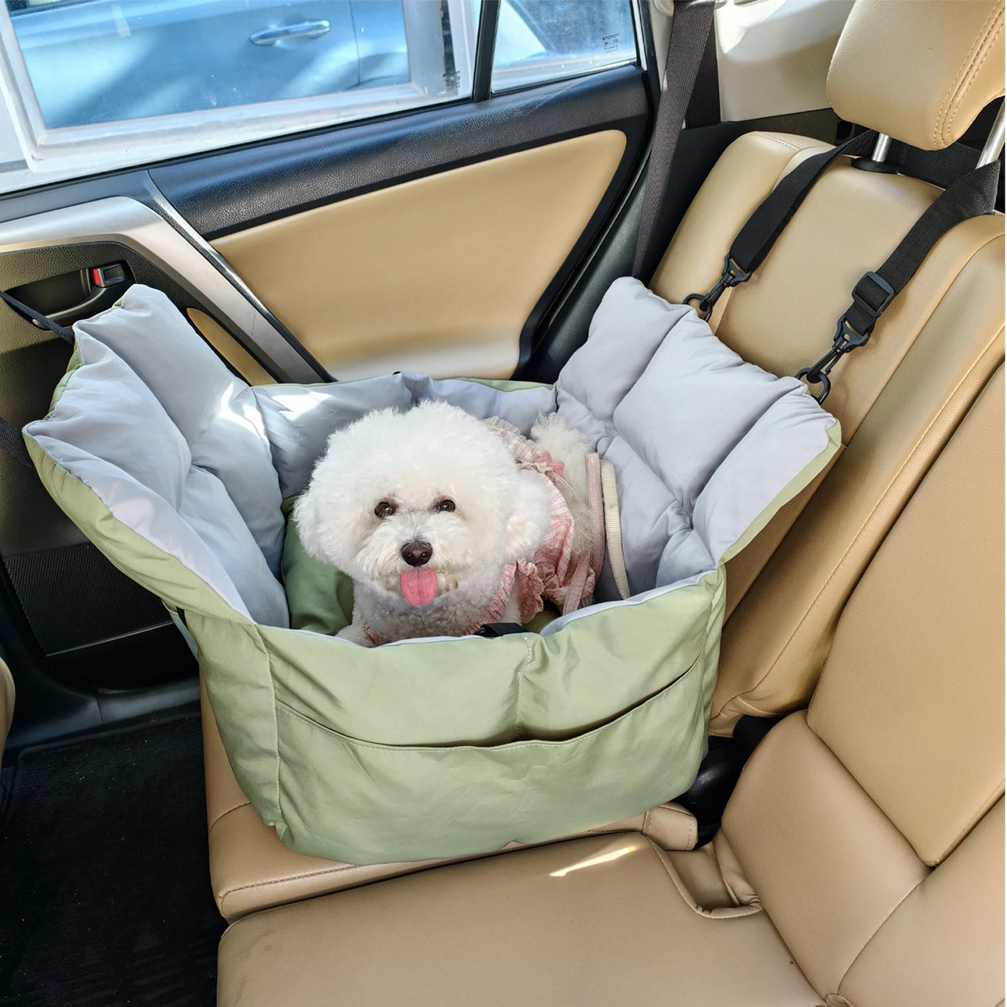 Dog Car Seat Travel Bed Carrier For Small Dogs Up To 10 Kg With Clip On Leash