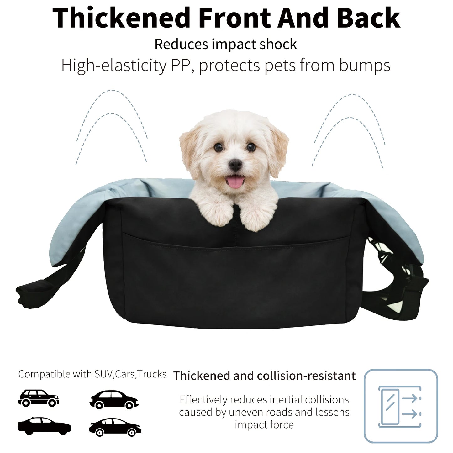 Dog Car Seat Travel Bed Carrier For Small Dogs Up To 10 Kg With Clip On Leash